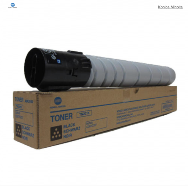 Konica Minolta TN-221K OEM Black Toner Cartridge – High Yield 24,000 Pages